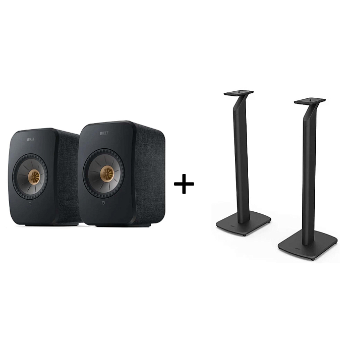 Bookshelf speakers KEF LSX II Carbon Black + KEF S1 Floor Stand Black - img.0