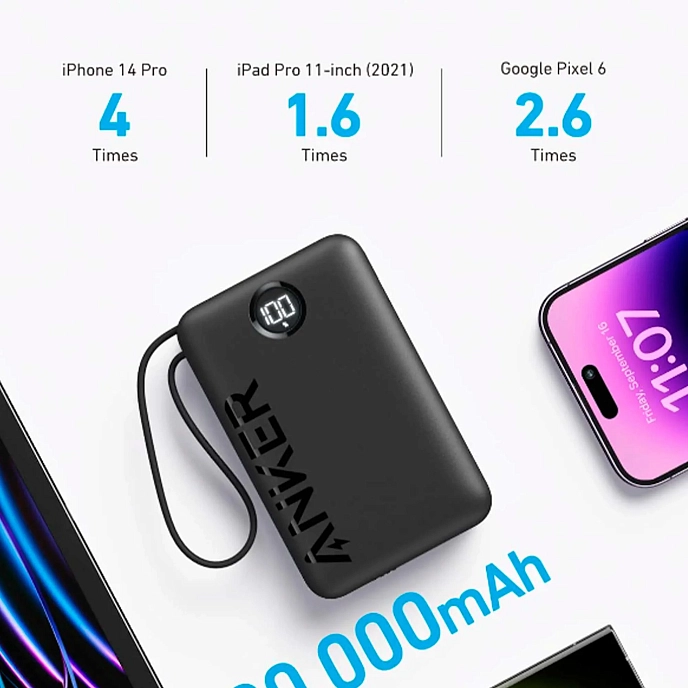 Portable battery Anker PowerCore A1647 20000mAh 22.5W with Built-In Black - img.2