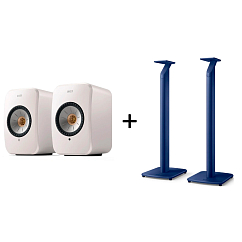 Kit KEF LSX II Mineral White + KEF S1 Floor Stand Cobalt Blue