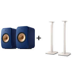 Kit KEF LSX II Cobalt Blue + KEF S1 Floor Stand Mineral White
