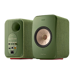 Bookshelf speakers KEF LSX II Olive Green + KEF S1 Floor Stand Black