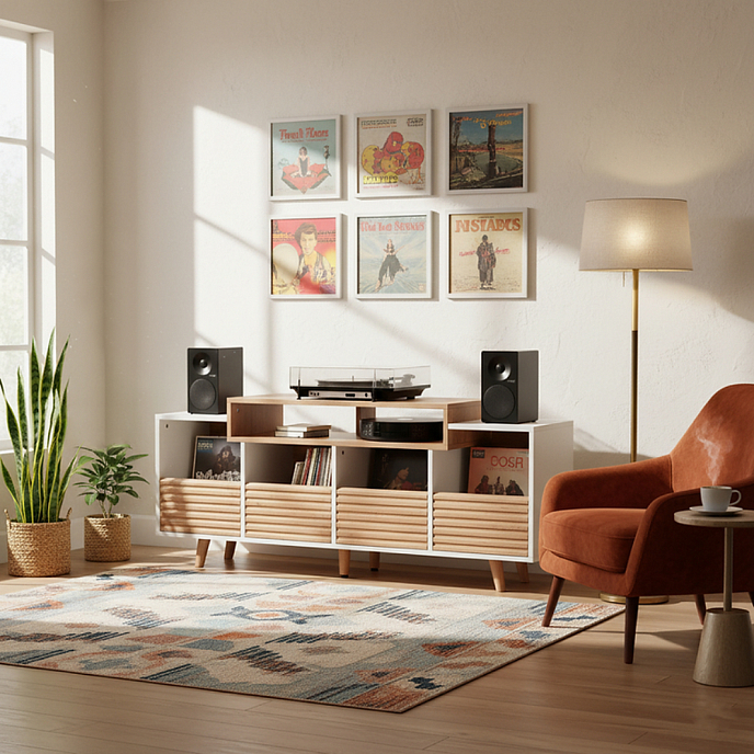 Hi-Fi Stand NorStone Oslo Vinyl 1600 White/Light Oak - img.6