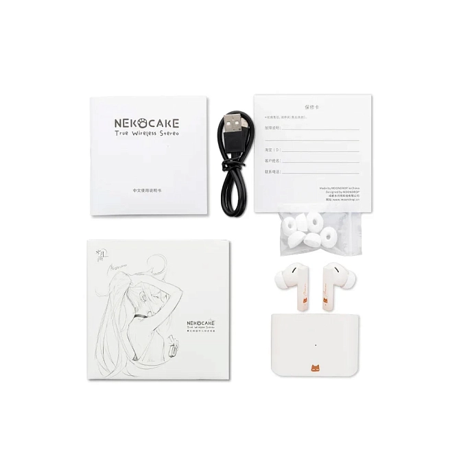 Wireless Headphones MoonDrop Nekocake white tws - img.1