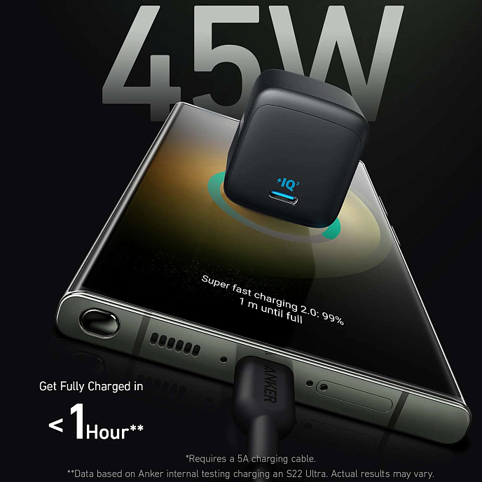 Battery charger Anker 313 45W (A2643) UK Plug Black - img.1