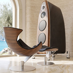 Listening Chair Bruunmunch Lobster Steel Base Walnut Veener Black Semianiline Leather / Red Vidar