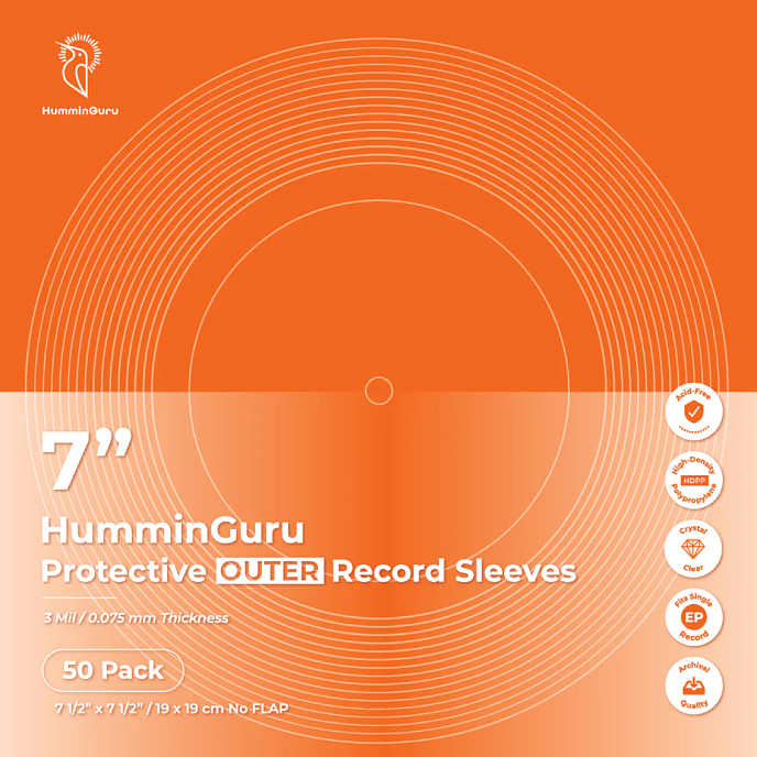 Vinyl Record inner sleeves HumminGuru 7" Antistatic Inner Sleeves Transparent (50 Pack) - img.3