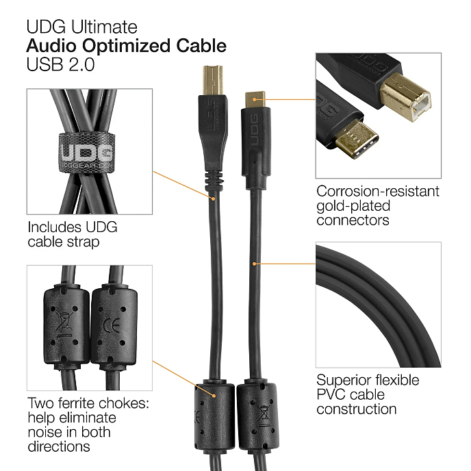 Cable UDG Ultimate Audio Cable USB-C - USB-B Straight 1.5m Black - img.7