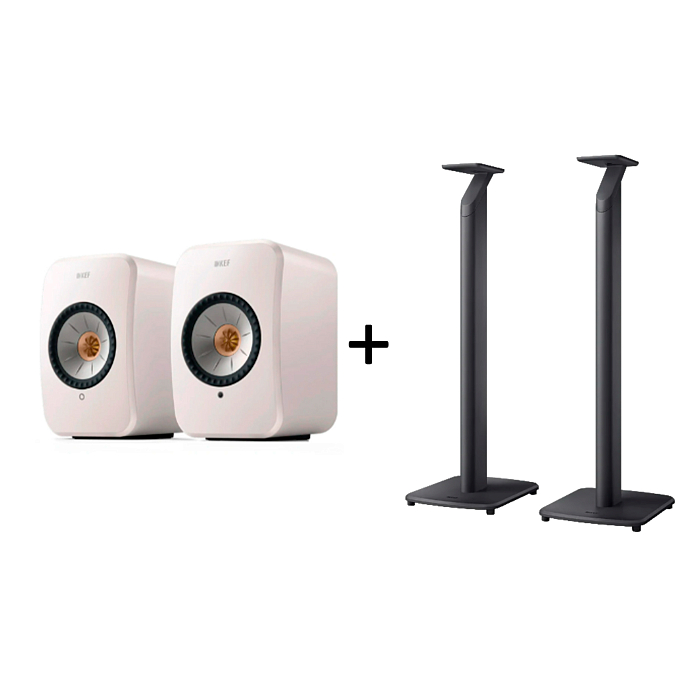 Kit KEF LSX II Mineral White + KEF S1 Floor Stand Grey - img.0