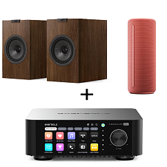 Speaker System KEF Q1 Meta Walnut + Eversolo Play + Loewe We. HEAR 1 Red (Bundle)