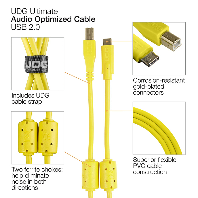 Cable UDG Ultimate Audio Cable USB-C - USB-B Straight 1.5m Yellow - img.7