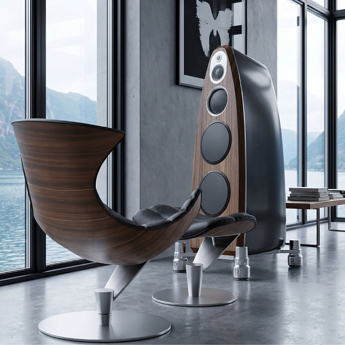 Listening Chair Bruunmunch Lobster Steel Powder Walnut Black Semianiline Leather / Black Vidar - img.4