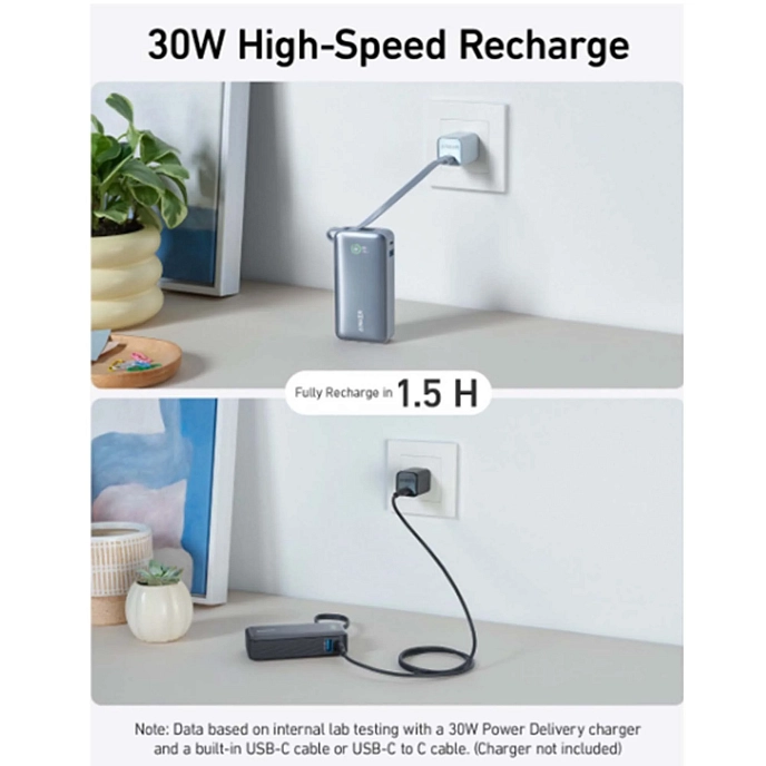 Portable battery Anker Nano Power Bank 30W (Built-In USB-C Cable) Black - img.5