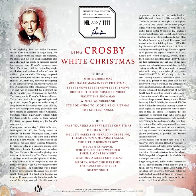 Vinyl Record Bing Crosby - White Christmas (Limited Edition White) LP - img.4