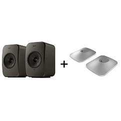 Bookshelf speakers KEF LSX II LT Graphite Grey + KEF P1 Desk Pad Silver