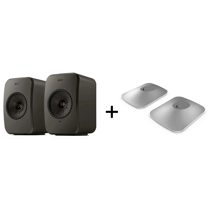 Bookshelf speakers KEF LSX II LT Graphite Grey + KEF P1 Desk Pad Silver - img.0