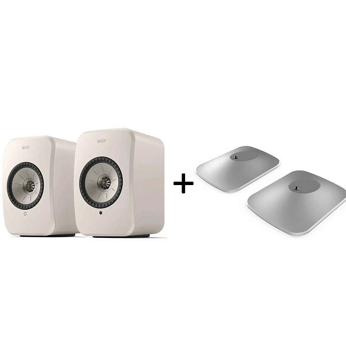Bookshelf speakers KEF LSX II LT Stone White + KEF P1 Desk Pad Silver - img.0