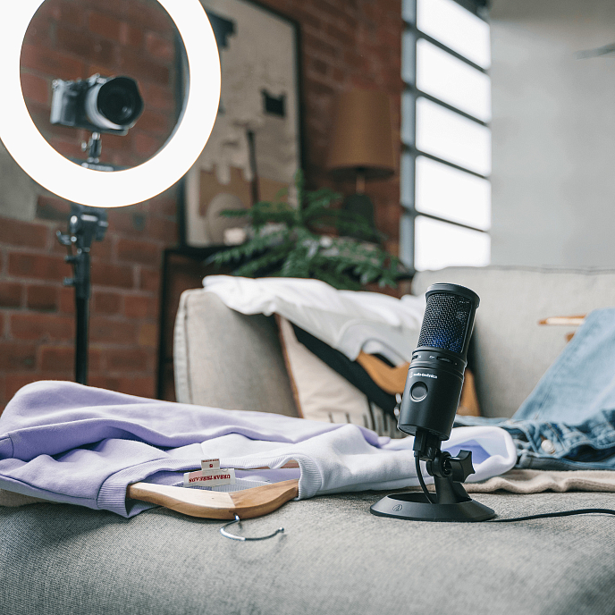 Microphone for streaming and gaming Audio-Technica AT2020 USB-X Black - img.11