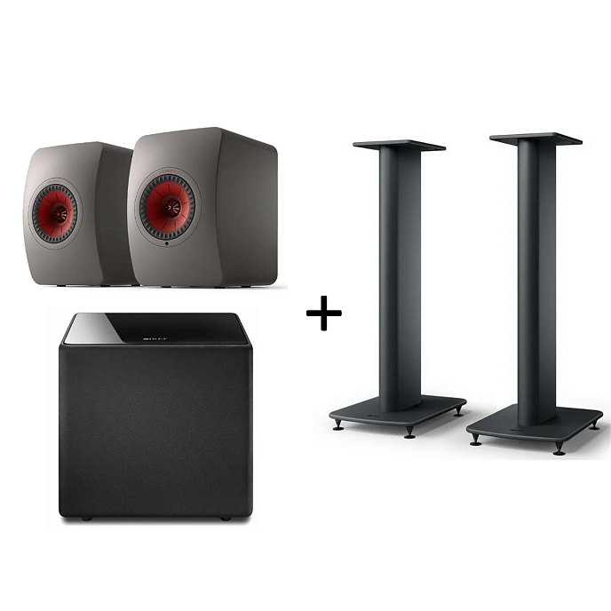 Bookshelf speakers KEF LS50 Wireless II Titanium Grey + KEF Kube 8B + KEF S2 Floor Stand - img.0