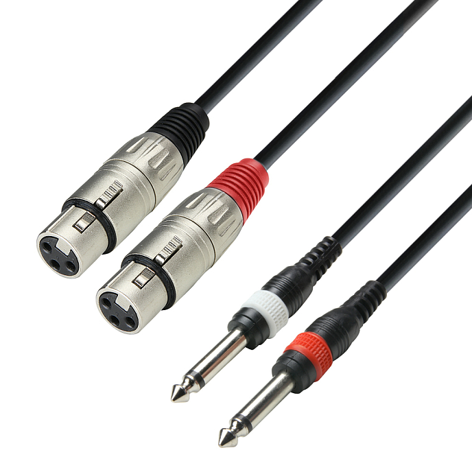 Cable Adam Hall K3TFP0300 Black 2XLR - 2Jack TS 6.3mm 3m - img.0