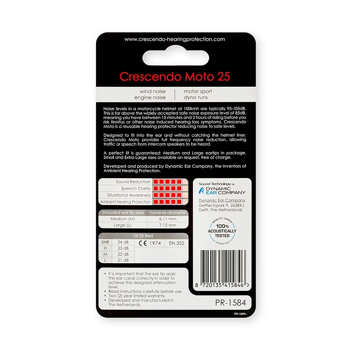 Motorcycle Earplugs Dynamic Ear Company Crescendo Moto 25 - img.1