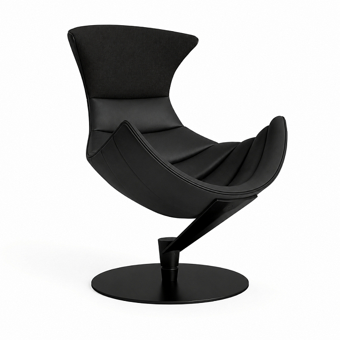 Listening Chair Bruunmunch Lobster Black Powder Coated Base Fully Upholstered Black / Black Vidar - img.0