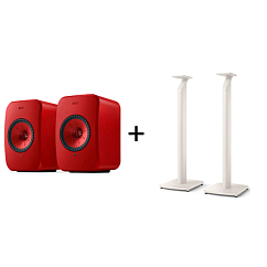 Kit KEF LSX II Lava Red + KEF S1 Floor Stand Mineral White