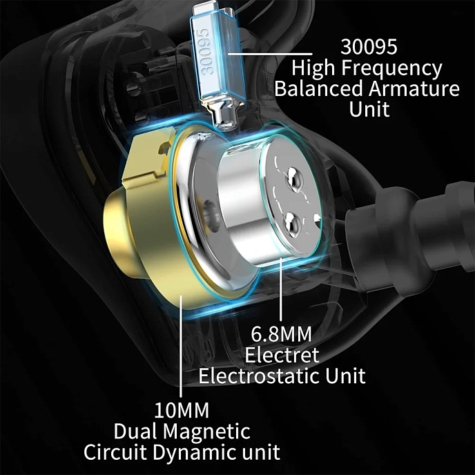 In-ear headphones KZ ZEX Pro with Mic Blue - img.1