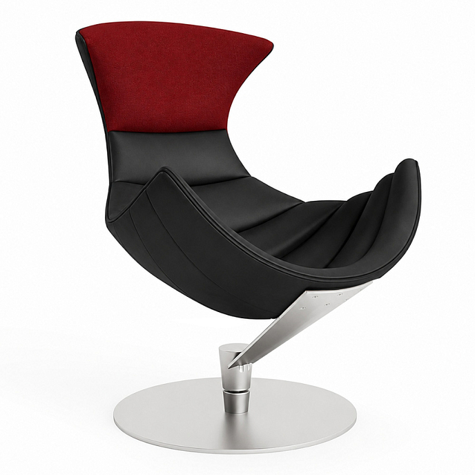 Listening Chair Bruunmunch Lobster Steel Base Basefully Upholstered Black / Red Vidar - img.0
