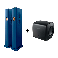 Floorstanding Speakers KEF LS60 Wireless Royal Blue + KEF KC 62 Black
