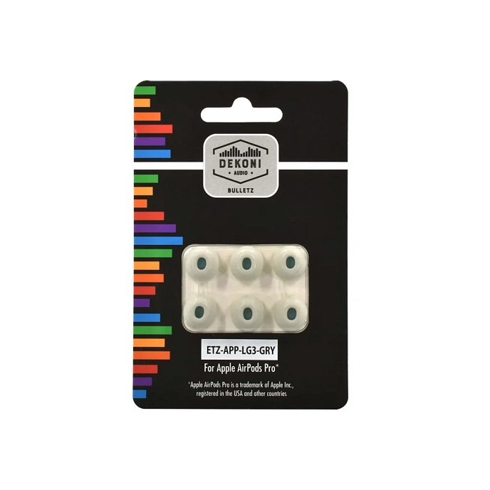 Eartips Dekoni Audio Bulletz for the Apple Airpods Pro Large 3 Pack Grey - img.2