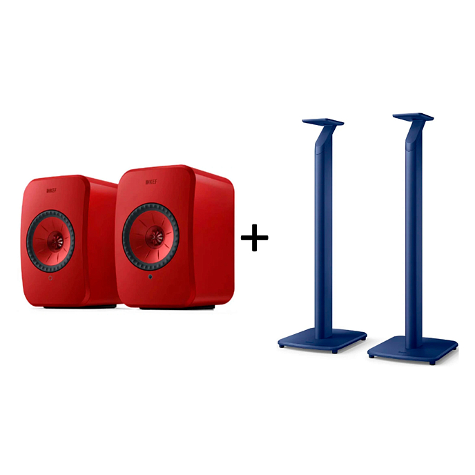 Kit KEF LSX II Lava Red + KEF S1 Floor Stand Cobalt Blue - img.0