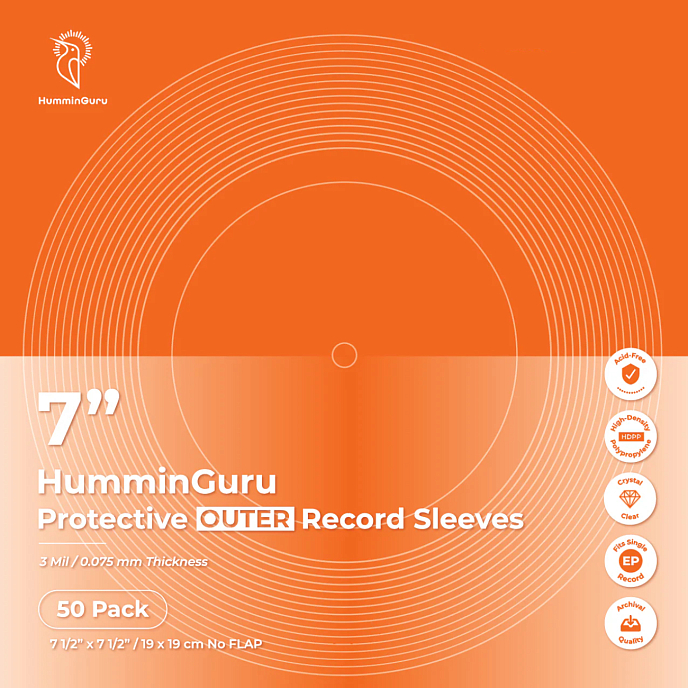 Vinyl Record outer sleeves HumminGuru 7" Protective Outer Record Sleeves (50 Pack) - img.2
