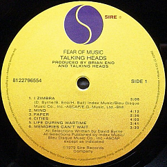 Vinyl Record Talking Heads - Fear Of Music LP