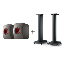 Bookshelf speakers KEF LS50 Wireless II Titanium Grey + KEF S2 Floor Stand