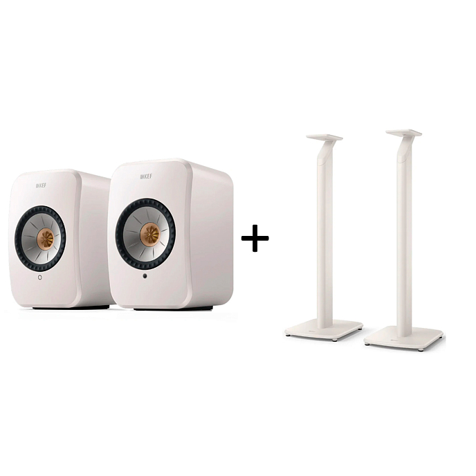 Kit KEF LSX II Mineral White + KEF S1 Floor Stand Mineral White - img.0