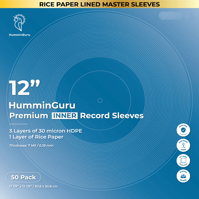 Vinyl Record inner sleeves HumminGuru 12" Premium Inner Record Sleeves (50 pack) - img.4