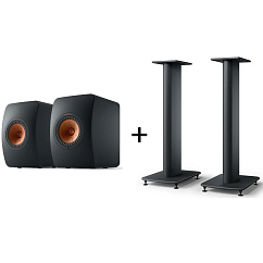 Bookshelf speakers KEF LS50 Wireless II Carbon Black + KEF S2 Floor Stand Black