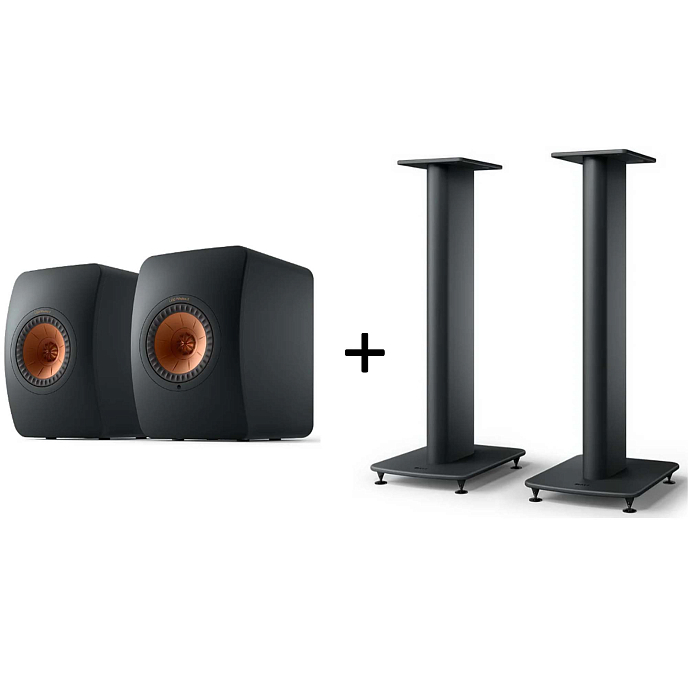 Bookshelf speakers KEF LS50 Wireless II Carbon Black + KEF S2 Floor Stand Black - img.0