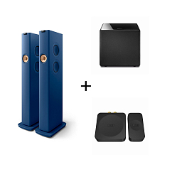 Kit KEF LS60 Wireless Royal Blue + Kube 10B Subwoofer + KW1 Kit