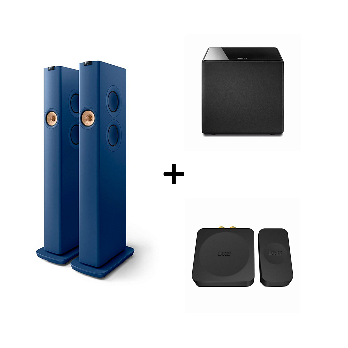 Kit KEF LS60 Wireless Royal Blue + Kube 10B Subwoofer + KW1 Kit - img.0