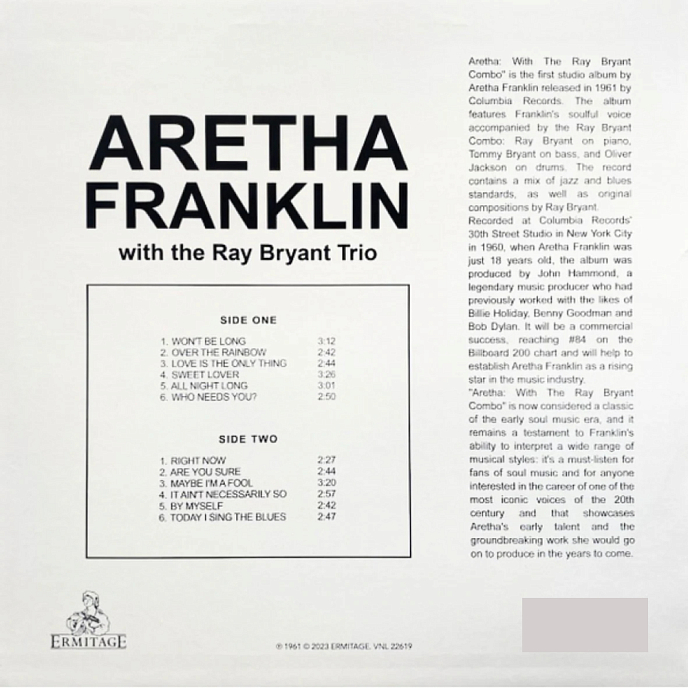 Vinyl Record Aretha Franklin With The Ray Bryant Combo – Aretha Franklin (Clear) LP - img.2