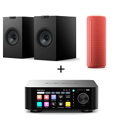 Speaker System KEF Q1 Meta Satin Black + Eversolo Play + Loewe We. HEAR 1 Red (Bundle)