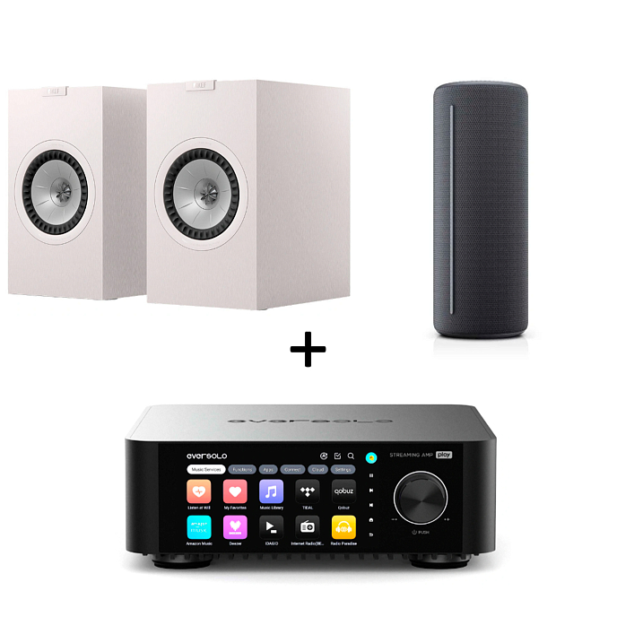 Speaker System KEF Q1 Meta Satin White + Eversolo Play + Loewe We. HEAR 1 Storm Grey (Bundle) - img.0