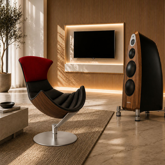 Listening Chair Bruunmunch Lobster Black Powder Coated Base Fully Upholstered Black / Red Vidar - img.10