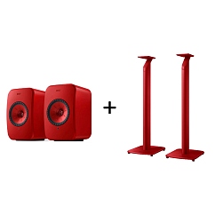 Kit KEF LSX II Lava Red + KEF S1 Floor Stand Crimson Red