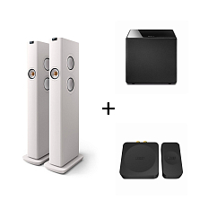 Kit KEF LS60 Wireless Mineral White + Kube 10B Subwoofer + KW1 Kit