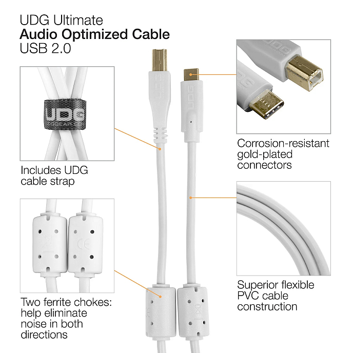 Cable UDG Ultimate Audio Cable USB-C - USB-B Straight 1.5m White - img.7