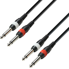 Cable Adam Hall K3TPP0300 Black 2Jack TS 6.3mm - 2Jack TS 6.3mm 3m