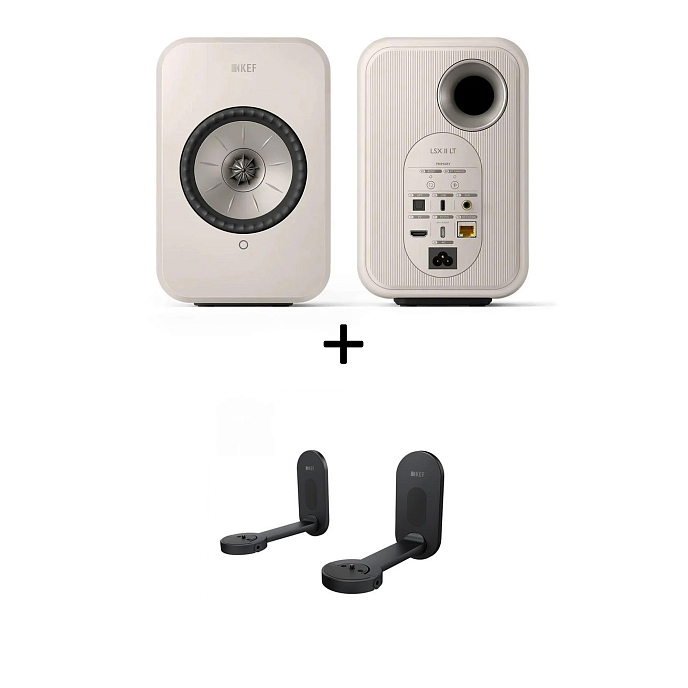 Kit KEF LSX II LT Stone White + KEF B1 Wall Bracket Black - img.0