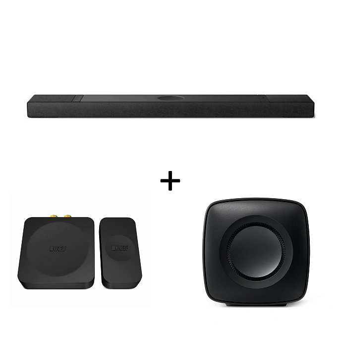 Kit KEF XIO Soundbar Black + KC62 Carbon Black + KW1 Kit - img.0